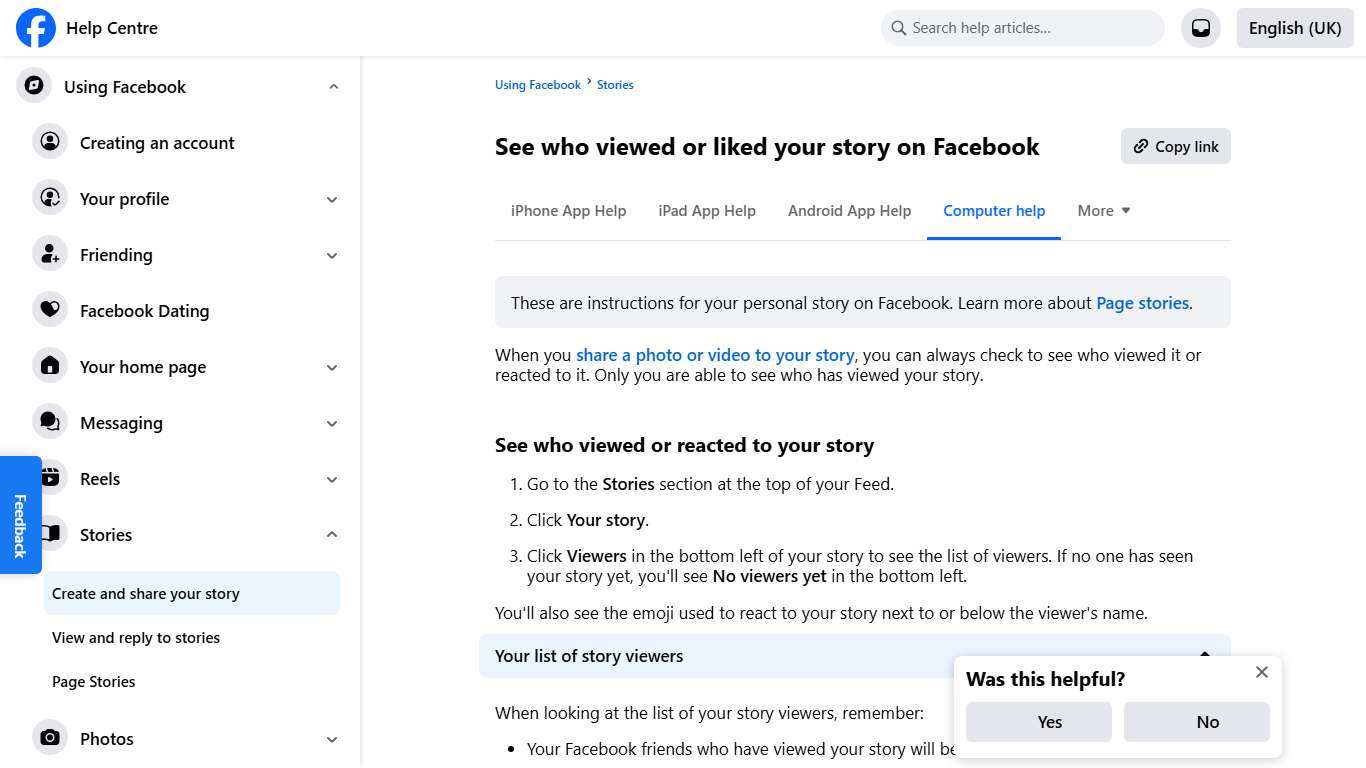 See who viewed or liked your story on Facebook Facebook Help Centre